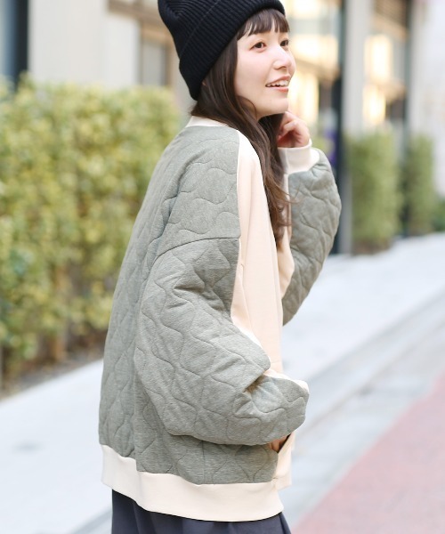 チチカカ（チチカカ）の「裏シャギースウェット×カットキルトプルオーバー（スウェット・レディース・ベージュ/ブルーグレー/ブラック・FREE）」の5枚目の写真