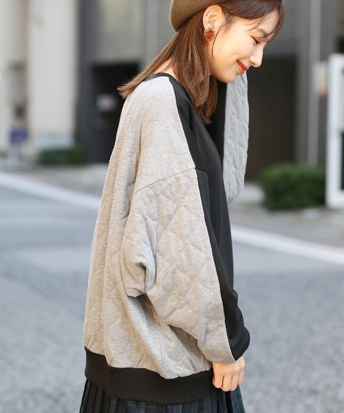 チチカカ（チチカカ）の「裏シャギースウェット×カットキルトプルオーバー（スウェット・レディース・ベージュ/ブルーグレー/ブラック・FREE）」の8枚目の写真
