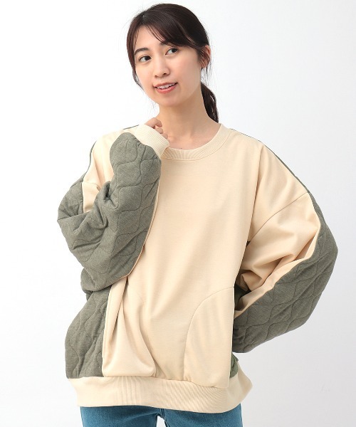 チチカカ（チチカカ）の「裏シャギースウェット×カットキルトプルオーバー（スウェット・レディース・ベージュ/ブルーグレー/ブラック・FREE）」の9枚目の写真