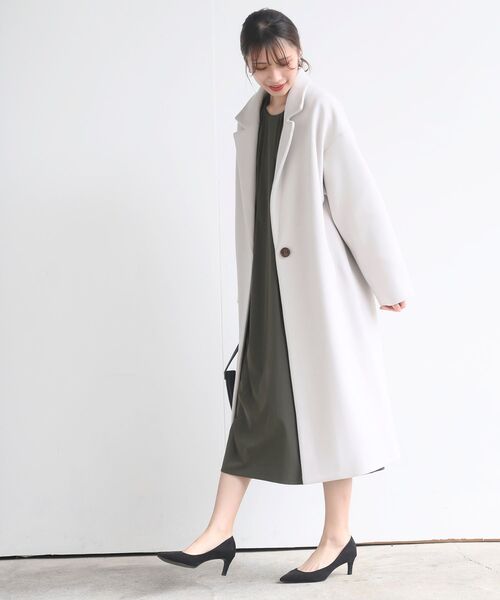 rps（アールピーエス）の「ワイドチェスターロングコート（チェスターコート・レディース・ネイビー/アイボリー/ベージュ/モカ・フリー）」の5枚目の写真