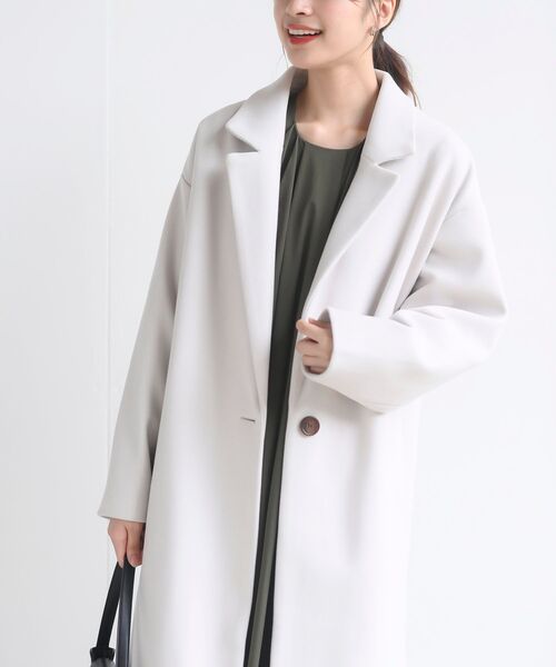 rps（アールピーエス）の「ワイドチェスターロングコート（チェスターコート・レディース・ネイビー/アイボリー/ベージュ/モカ・フリー）」の8枚目の写真