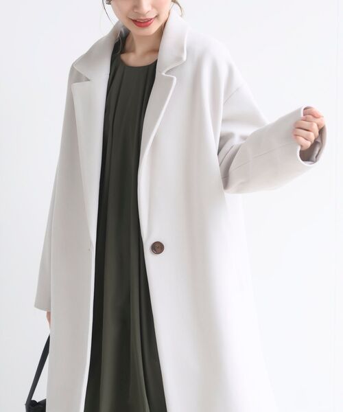 rps（アールピーエス）の「ワイドチェスターロングコート（チェスターコート・レディース・ネイビー/アイボリー/ベージュ/モカ・フリー）」の9枚目の写真