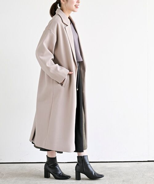 rps（アールピーエス）の「ワイドチェスターロングコート（チェスターコート・レディース・ネイビー/アイボリー/ベージュ/モカ・フリー）」の19枚目の写真