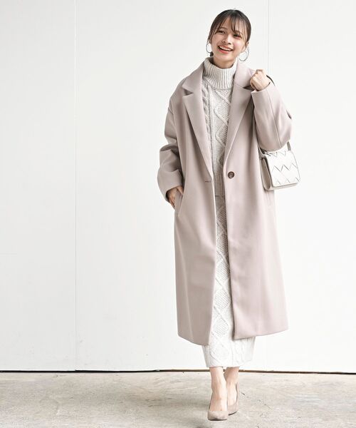 rps（アールピーエス）の「ワイドチェスターロングコート（チェスターコート・レディース・ネイビー/アイボリー/ベージュ/モカ・フリー）」の20枚目の写真