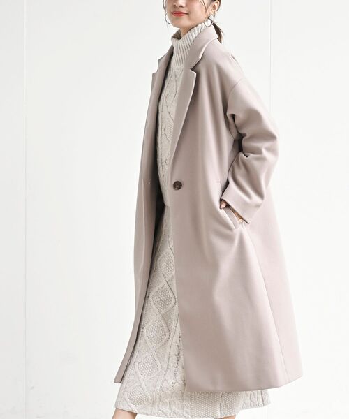 rps（アールピーエス）の「ワイドチェスターロングコート（チェスターコート・レディース・ネイビー/アイボリー/ベージュ/モカ・フリー）」の21枚目の写真