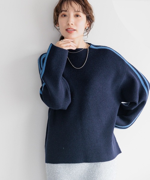 LEPSIM(レプシィム)の「7ゲージライン配色プルオーバー 985717(ニット/セーター・レディース・ネイビー/オフホワイト/グリーン・FREE)」の20枚目の写真