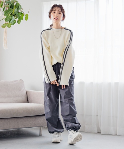 LEPSIM(レプシィム)の「7ゲージライン配色プルオーバー 985717(ニット/セーター・レディース・ネイビー/オフホワイト/グリーン・FREE)」の6枚目の写真