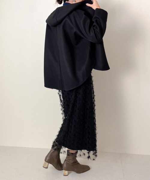 DOLLUPOOPS（ドールアップウップス）の「フェイクメルトンZIPパーカージャケット（ノーカラージャケット・レディース・カーキ/ブラック・38）」の18枚目の写真