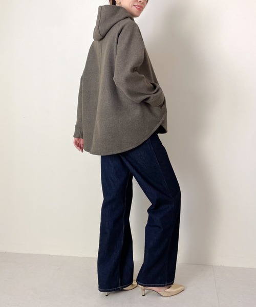 DOLLUPOOPS（ドールアップウップス）の「フェイクメルトンZIPパーカージャケット（ノーカラージャケット・レディース・カーキ/ブラック・38）」の5枚目の写真