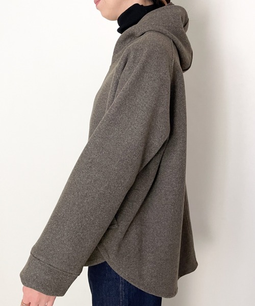 DOLLUPOOPS（ドールアップウップス）の「フェイクメルトンZIPパーカージャケット（ノーカラージャケット・レディース・カーキ/ブラック・38）」の10枚目の写真