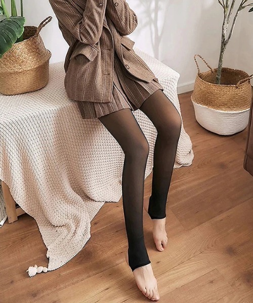 セール】[裏起毛] 透け感フェイクタイツ トレンカ/タイツ選べる2タイプ