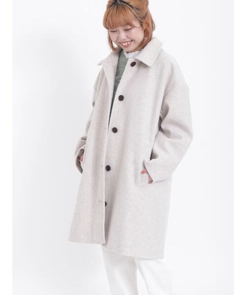 Samansa Mos2(サマンサ モスモス)の「ウーリーライクステンカラーコート(ステンカラーコート・レディース・チャコールグレー/ベージュ/ミント・F)」の3枚目の写真