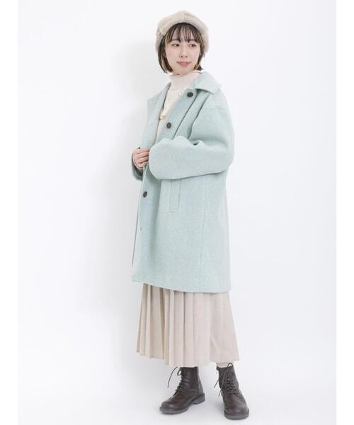 Samansa Mos2(サマンサ モスモス)の「ウーリーライクステンカラーコート(ステンカラーコート・レディース・チャコールグレー/ベージュ/ミント・F)」の1枚目の写真
