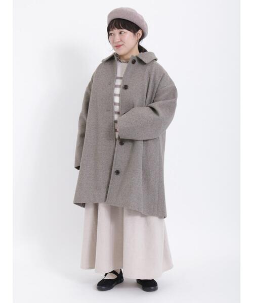Samansa Mos2(サマンサ モスモス)の「ウーリーライクステンカラーコート(ステンカラーコート・レディース・チャコールグレー/ベージュ/ミント・F)」の4枚目の写真