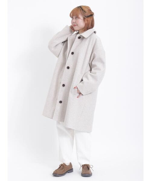 Samansa Mos2(サマンサ モスモス)の「ウーリーライクステンカラーコート(ステンカラーコート・レディース・チャコールグレー/ベージュ/ミント・F)」の9枚目の写真