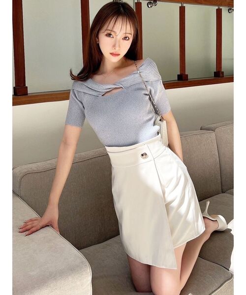 RESEXXY(リゼクシー)の「ウエストデザインスカパン(スカート・レディース・アイボリー/ブラック・FREE)」の5枚目の写真