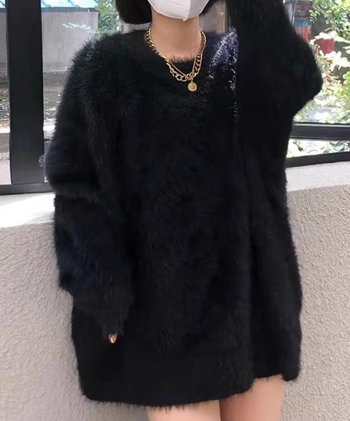 Doula Doula(ドゥーラドゥーラ)の「シャギーニット(ニット/セーター・レディース・ブラック/ライトピンク/ピンク系その他/ブルー/ホワイト/グリーン/レッド/パープル/ベージュ・FREE)」の2枚目の写真