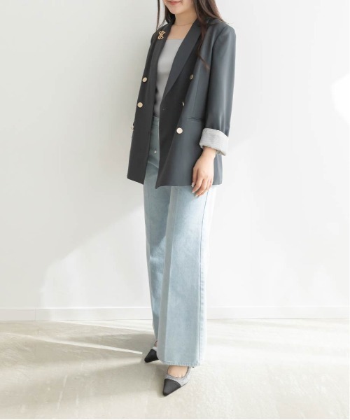 RANDA（ランダ）の「ブローチ付テーラードジャケット（ブルゾン・レディース・ベージュ/クリーム/ネイビー・0/1）」の19枚目の写真