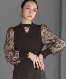 ANDRESD オケージョンドレス ブラウン セール】one tone cape dress / ワントーンケープドレス（ドレス