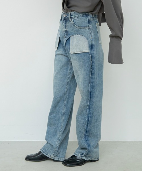 VACANCY（ヴァカンシー）の「アウトポケットカッティングデニム（デニムパンツ・レディース・ライトブルー・LARGE/MEDIUM/SMALL）」の5枚目の写真