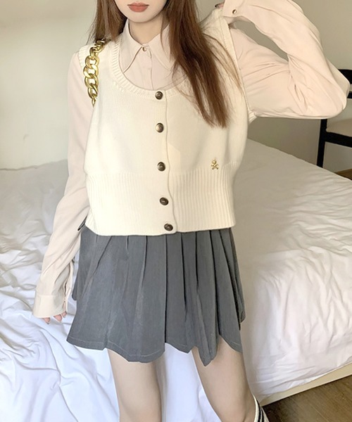 Amulet(アミュレット)の「スクープドネックニットベスト(ベスト・レディース・ホワイト/ピンク・FREE)」の13枚目の写真