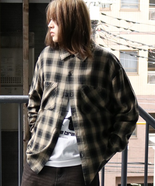 シャツ ブラウス オンブレーチェックダメージシャツ メンズ PRANK PROJECT(プランク プロジェクト)｜オンブレーチェックダメージ