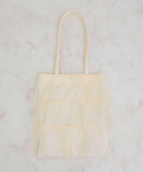 ems excite（エムズエキサイト）の「チュールフリルティアードトート（トートバッグ・レディース・オフホワイト/ブラック/ピンク・ONE SIZE）」の5枚目の写真