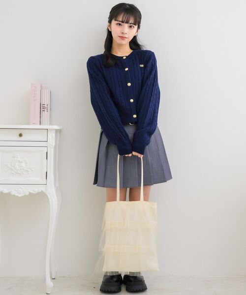 ems excite（エムズエキサイト）の「チュールフリルティアードトート（トートバッグ・レディース・オフホワイト/ブラック/ピンク・ONE SIZE）」の7枚目の写真