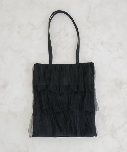 ems excite（エムズエキサイト）の「チュールフリルティアードトート（トートバッグ・レディース・オフホワイト/ブラック/ピンク・ONE SIZE）」の8枚目の写真