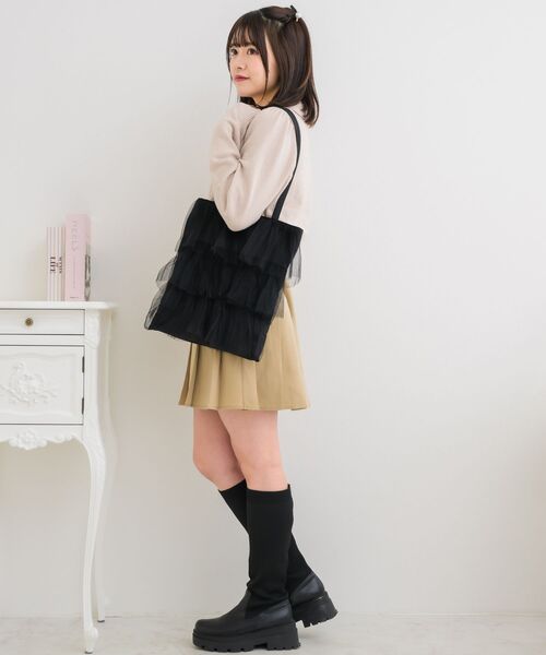 ems excite（エムズエキサイト）の「チュールフリルティアードトート（トートバッグ・レディース・オフホワイト/ブラック/ピンク・ONE SIZE）」の10枚目の写真