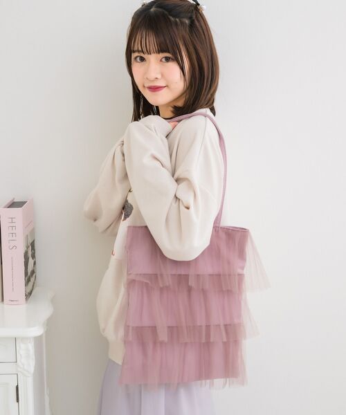 ems excite（エムズエキサイト）の「チュールフリルティアードトート（トートバッグ・レディース・オフホワイト/ブラック/ピンク・ONE SIZE）」の12枚目の写真