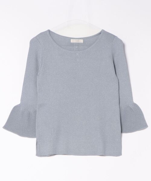 12Twelve Agenda（トゥエルブ　アジェンダ）の「ベルスリーブラメリブニットプルオーバー（ニット/セーター・レディース・サックスブルー/オフホワイト/ネイビー/ライトグレー・M）」の4枚目の写真