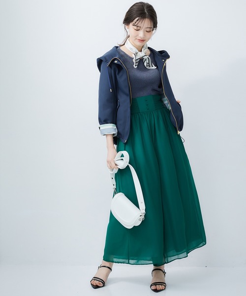 12Twelve Agenda（トゥエルブ　アジェンダ）の「ベルスリーブラメリブニットプルオーバー（ニット/セーター・レディース・サックスブルー/オフホワイト/ネイビー/ライトグレー・M）」の11枚目の写真