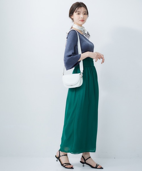 12Twelve Agenda（トゥエルブ　アジェンダ）の「ベルスリーブラメリブニットプルオーバー（ニット/セーター・レディース・サックスブルー/オフホワイト/ネイビー/ライトグレー・M）」の8枚目の写真