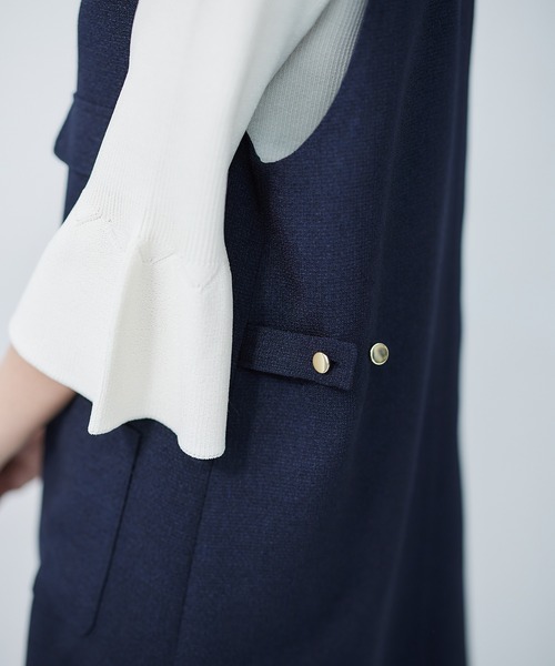 12Twelve Agenda（トゥエルブ　アジェンダ）の「ベルスリーブラメリブニットプルオーバー（ニット/セーター・レディース・サックスブルー/オフホワイト/ネイビー/ライトグレー・M）」の13枚目の写真