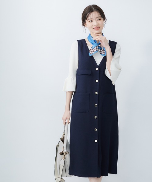 12Twelve Agenda（トゥエルブ　アジェンダ）の「ベルスリーブラメリブニットプルオーバー（ニット/セーター・レディース・サックスブルー/オフホワイト/ネイビー/ライトグレー・M）」の14枚目の写真