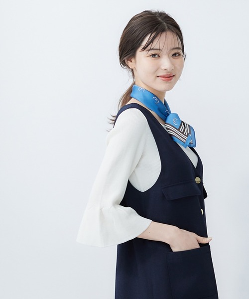 12Twelve Agenda（トゥエルブ　アジェンダ）の「ベルスリーブラメリブニットプルオーバー（ニット/セーター・レディース・サックスブルー/オフホワイト/ネイビー/ライトグレー・M）」の10枚目の写真