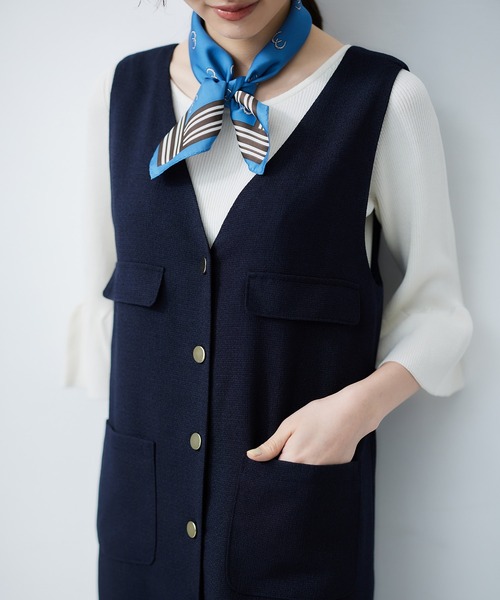 12Twelve Agenda（トゥエルブ　アジェンダ）の「ベルスリーブラメリブニットプルオーバー（ニット/セーター・レディース・サックスブルー/オフホワイト/ネイビー/ライトグレー・M）」の12枚目の写真