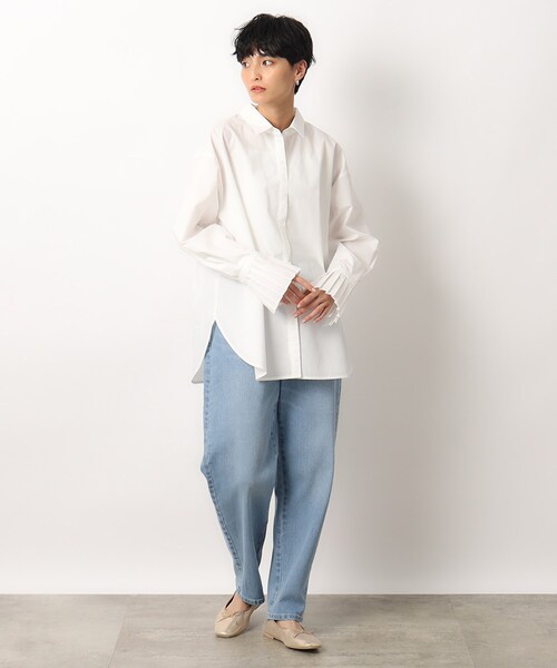 zechia ホワイト シャツ ブラウス 36 ◇袖口プリーツシャツ【洗濯機 