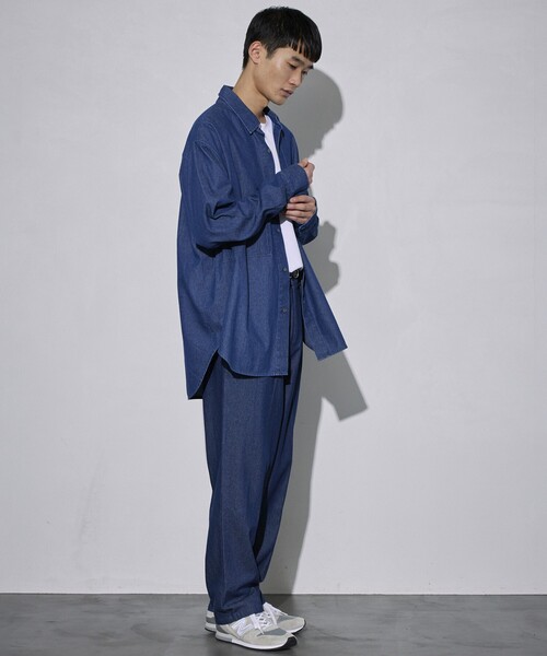 Firsthand（ファーストハンド）の「Firsthand/ファーストハンド オゾン加工デニムシャツ / オーバーサイズ（シャツ/ブラウス・メンズ・ブルー・L/M）」の5枚目の写真