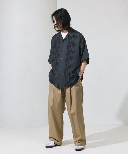 FREAK'S STORE(フリークスストア)の「限定展開 Relax Fit リラックスフィット リネンレーヨン フロント刺繍 キューバシャツ/オープンカラーシャツ(シャツ/ブラウス・メンズ・ブラック/ブラウン/チャコールグレー/ネイビー・SMALL/LARGE/MEDIUM)」の19枚目の写真