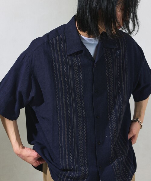 FREAK'S STORE(フリークスストア)の「限定展開 Relax Fit リラックスフィット リネンレーヨン フロント刺繍 キューバシャツ/オープンカラーシャツ(シャツ/ブラウス・メンズ・ブラック/ブラウン/チャコールグレー/ネイビー・SMALL/LARGE/MEDIUM)」の10枚目の写真