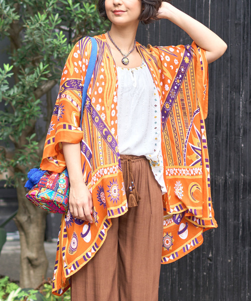 チャイハネ（チャイハネ）の「【チャイハネ】サンガUVパレオカーディガン（カーディガン/ボレロ・レディース・ネイビー/オレンジ/ブラック・FREE）」の3枚目の写真