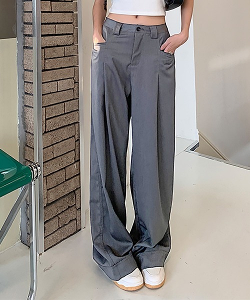 LAFFMO（ラフモ）の「ワイドタックパンツ（スラックス・レディース・グレー・M/L）」の17枚目の写真