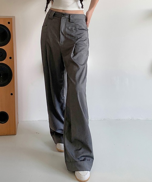 LAFFMO（ラフモ）の「ワイドタックパンツ（スラックス・レディース・グレー・M/L）」の18枚目の写真