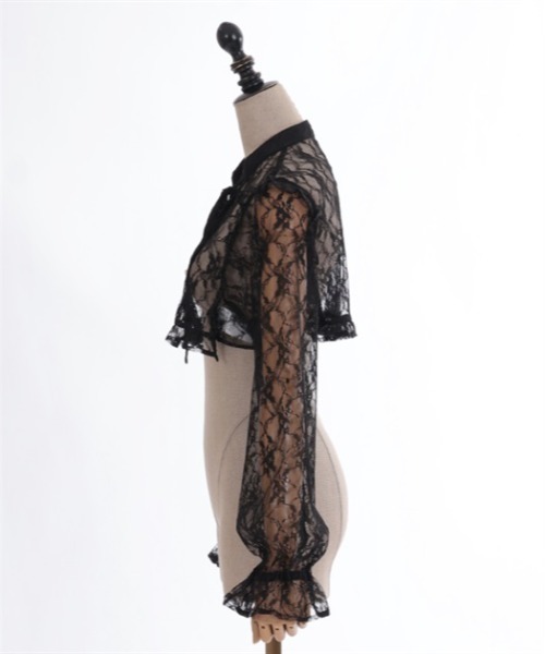 axes femme POETIQUE（アクシーズファムポエティック）の「シアーレースショートブラウス（シャツ/ブラウス・レディース・サックスブルー/キナリ/ブラック・MEDIUM）」の8枚目の写真