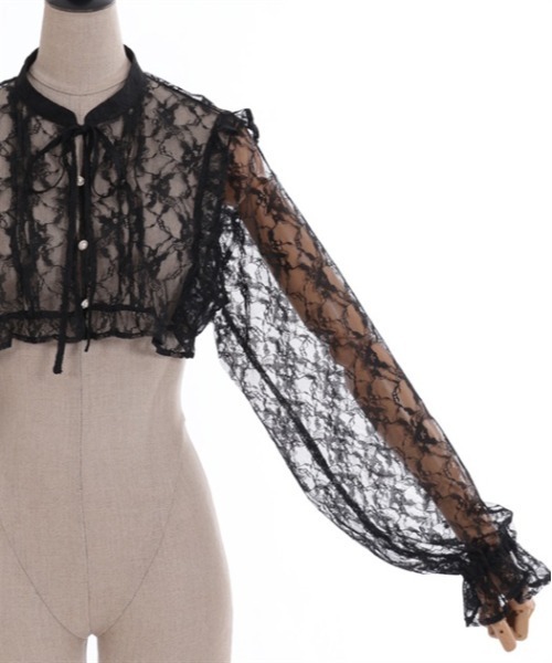 axes femme POETIQUE（アクシーズファムポエティック）の「シアーレースショートブラウス（シャツ/ブラウス・レディース・サックスブルー/キナリ/ブラック・MEDIUM）」の14枚目の写真