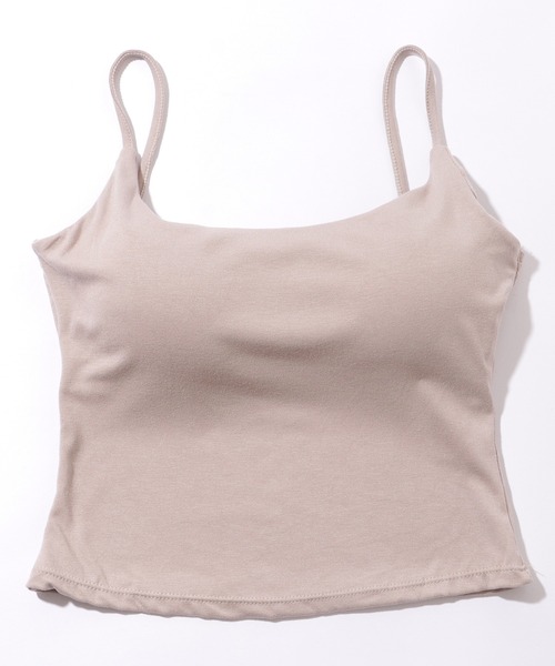 Lace Ladies（レースレディース）の「ソリッドカラー カップ付き ベーシック キャミソール トップス（キャミソール・レディース・グレー/ブラウン/アイボリー/ブラック/ピンク・FREE）」の9枚目の写真