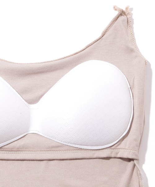 Lace Ladies（レースレディース）の「ソリッドカラー カップ付き ベーシック キャミソール トップス（キャミソール・レディース・グレー/ブラウン/アイボリー/ブラック/ピンク・FREE）」の16枚目の写真