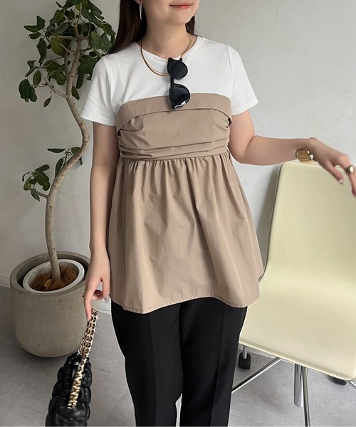 prose verse（プロズヴェール）の「ビスチェドッキングペプラムTシャツ（Tシャツ/カットソー・レディース・チャコールグレー/オフホワイト・ﾌﾘ-/LARGE）」の7枚目の写真